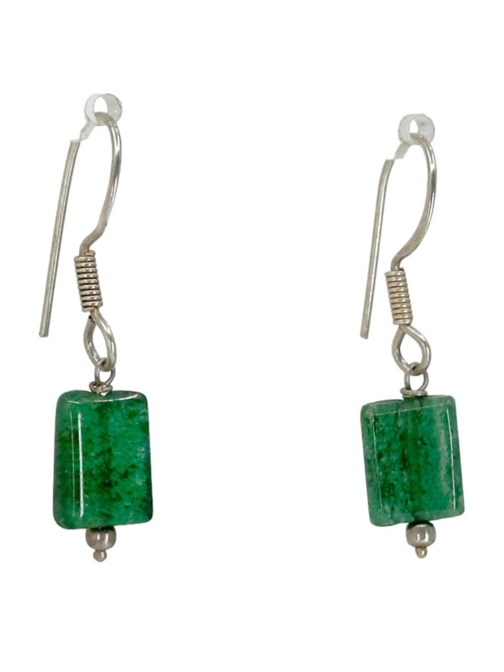 Sterling silver aventurine bead drop earrings - GM1006